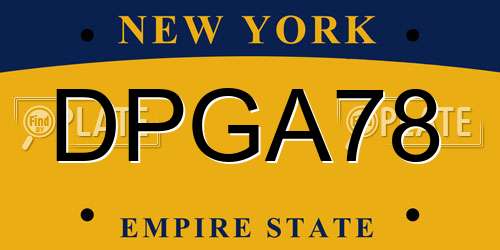 DPGA78 New York License Plate