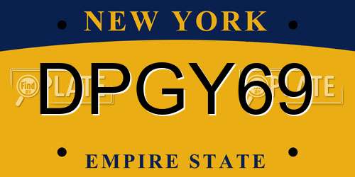 DPGY69 New York License Plate