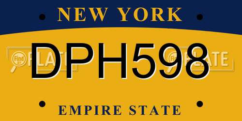 DPH598 New York License Plate