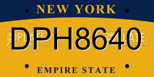 DPH8640 New York License Plate