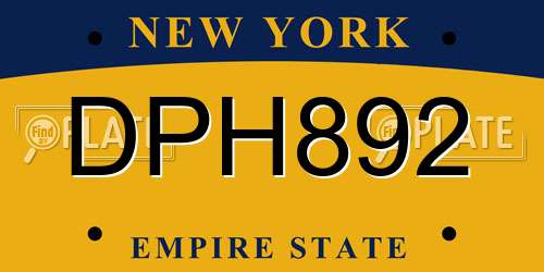 DPH892 New York License Plate