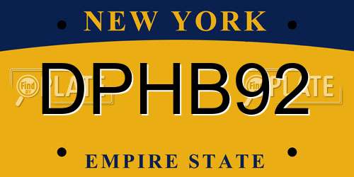 DPHB92 New York License Plate