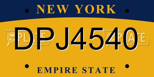 DPJ4540 New York License Plate