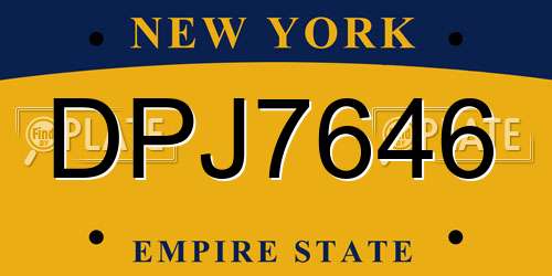 DPJ7646 New York License Plate