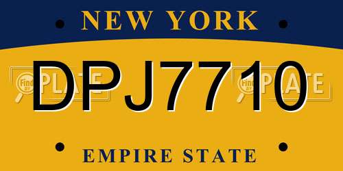 DPJ7710 New York License Plate