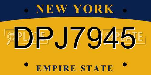 DPJ7945 New York License Plate