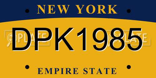 DPK1985 New York License Plate