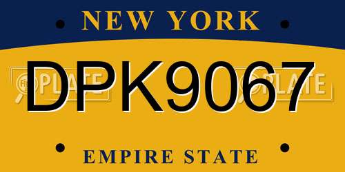 DPK9067 New York License Plate