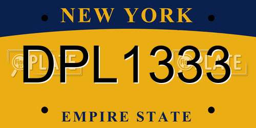 DPL1333 New York License Plate