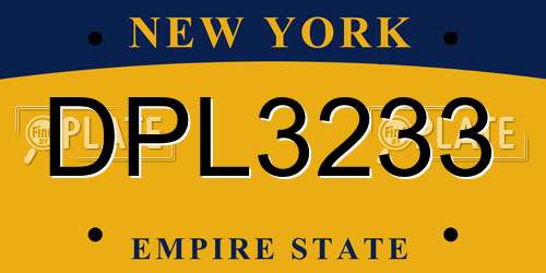 DPL3233 New York License Plate