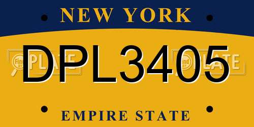 DPL3405 New York License Plate
