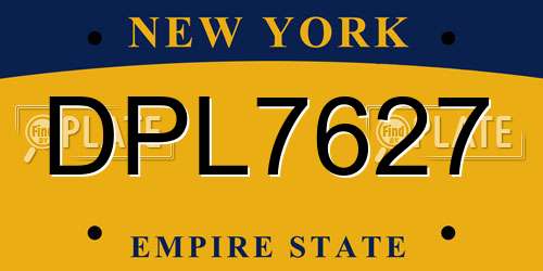 DPL7627 New York License Plate
