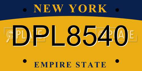 DPL8540 New York License Plate