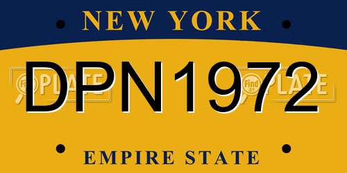 DPN1972 New York License Plate