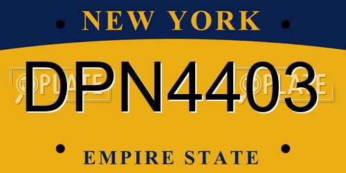 DPN4403 New York License Plate