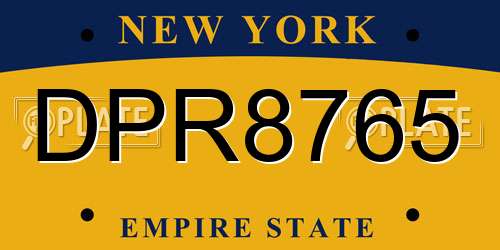 DPR8765 New York License Plate