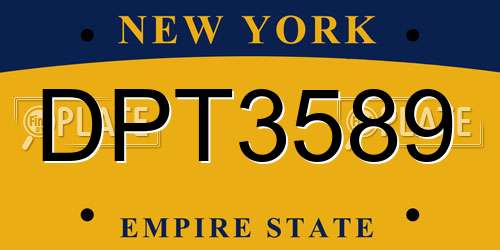 DPT3589 New York License Plate