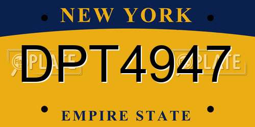 DPT4947 New York License Plate