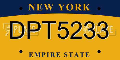 DPT5233 New York License Plate