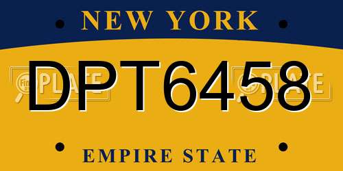 DPT6458 New York License Plate