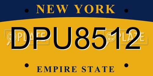 DPU8512 New York License Plate