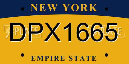 DPX1665 New York License Plate