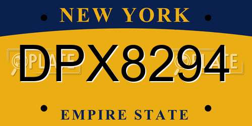 DPX8294 New York License Plate