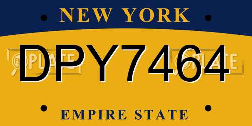 DPY7464 New York License Plate