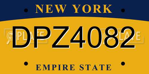 DPZ4082 New York License Plate