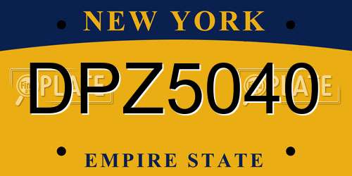DPZ5040 New York License Plate