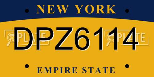 DPZ6114 New York License Plate