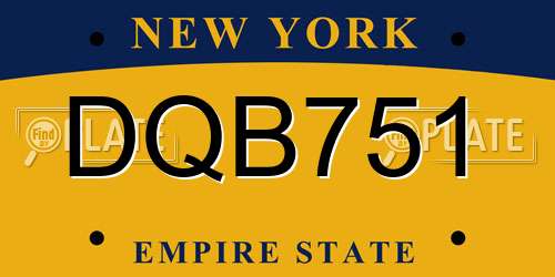 DQB751 New York License Plate