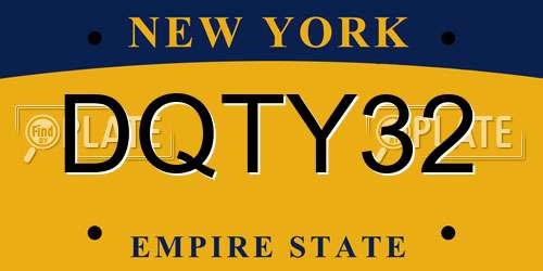 DQTY32 New York License Plate