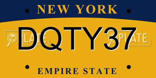DQTY37 New York License Plate