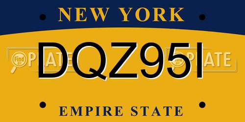 DQZ95I New York License Plate
