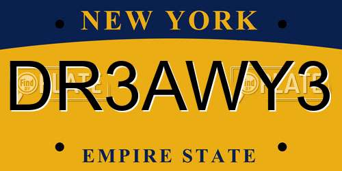DR3AWY3 New York License Plate