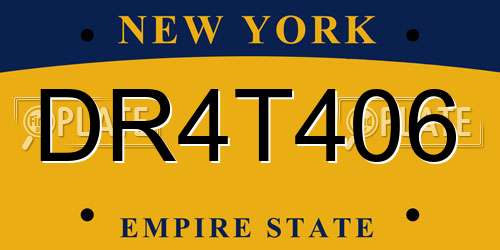 DR4T406 New York License Plate