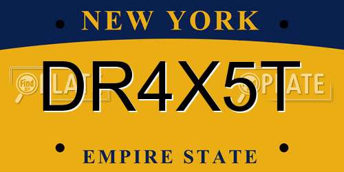 DR4X5T New York License Plate