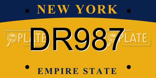 DR987 New York License Plate