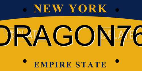 DRAGON76 New York License Plate