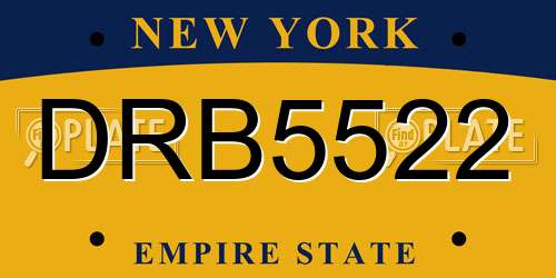 DRB5522 New York License Plate