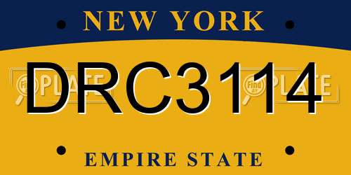 DRC3114 New York License Plate