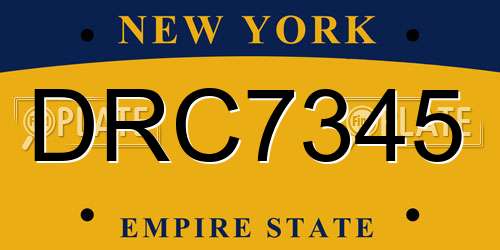 DRC7345 New York License Plate