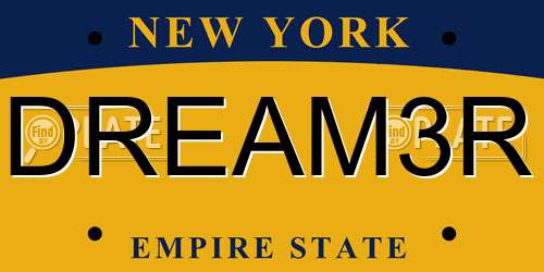 DREAM3R New York License Plate