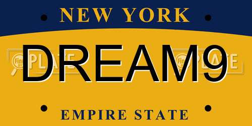 DREAM9 New York License Plate