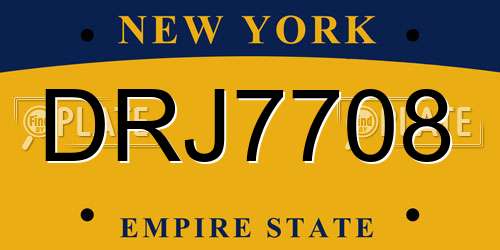 DRJ7708 New York License Plate