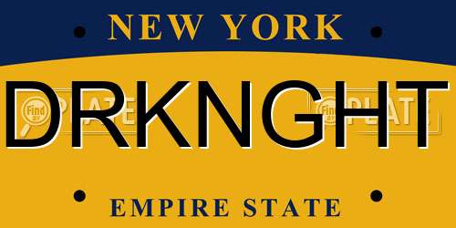 DRKNGHT New York License Plate