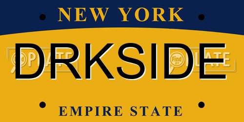DRKSIDE New York License Plate