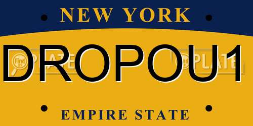DROPOU1 New York License Plate