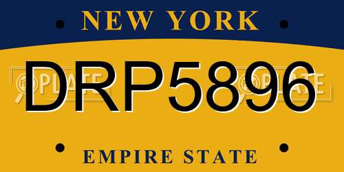 DRP5896 New York License Plate